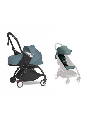Babyzen YOYO2 Stroller Black Frame with Aqua Newborn Pack & FREE 6+ Color Pack